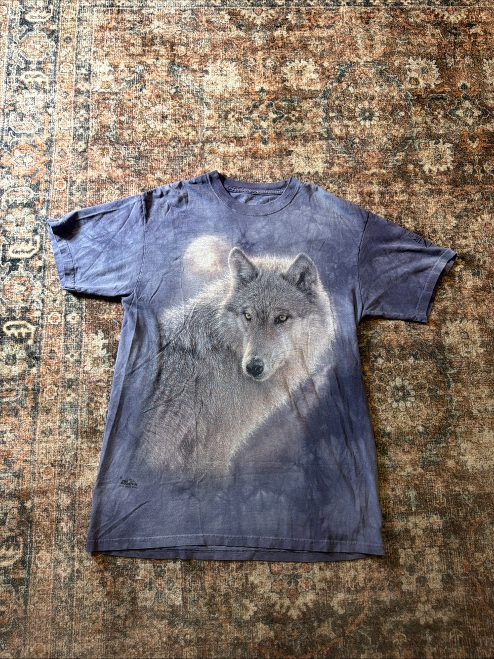 The Mountain Wolf Graphic T Shirt Mens XL Purple Tie Dye Nature Wildlife Y2K Tee